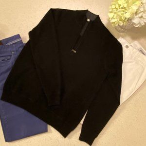 100% Cashmere Black Half-Zip Sweater - Size M